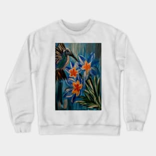 hummingbirds feeding on some nectar Crewneck Sweatshirt